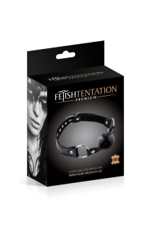 Кляп Fetish Tentation Premium Leather gag with silicone ball Black - - фото №2