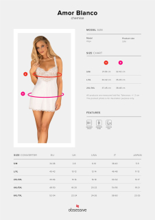 Сорочка Obsessive Amor Blanco underwire chemise & thong white S/M - - фото №5