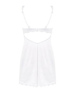 Сорочка Obsessive Amor Blanco underwire chemise & thong white L/XL - - фото №4