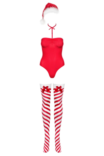 Боді Obsessive Kissmas teddy red S/M - №3