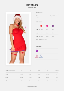 Сорочка Obsessive Kissmas chemise red S/M - - фото №5