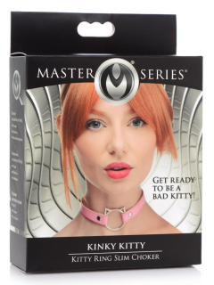 Чокер Master Series Kinky Kitty Ring Slim Choker - Pink - - фото №4
