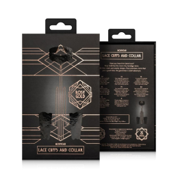 Мереживні наручники та комір Rosy Gold - Lace Cuffs and Collar - Black - - фото №4