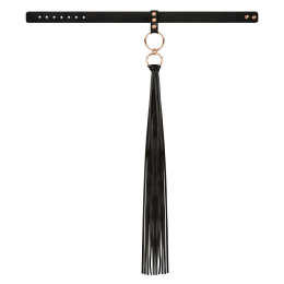 Нашийник с флогером Rosy Gold - Collar with Flogger - Black - - фото №4
