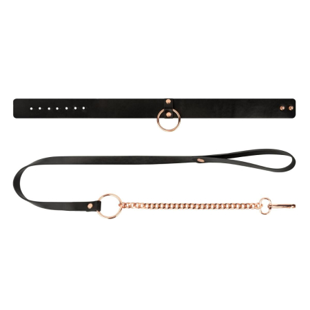 Нашийник з повідцем Rosy Gold - Collar with Leash - Black - фото №5