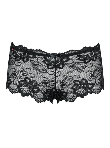 (SALE) Мереживні трусики-шортики Obsessive Idillia shorties black L/XL - фото №4