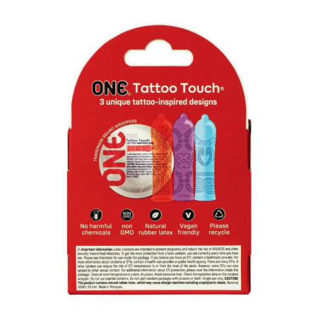 Презервативи ONE Tattoo Touch 3 шт, картонна коробка №2