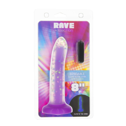 Фалоімітатор, що світиться в темряві, ADDICTION Rave 8?, Glow in the Dark Dildo Purple Confetti, 20,3 см - - фото №7