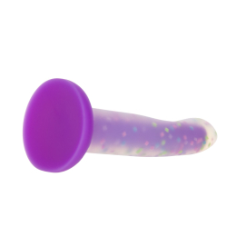 Фалоімітатор, що світиться в темряві, ADDICTION Rave 8?, Glow in the Dark Dildo Purple Confetti, 20,3 см - - фото №6