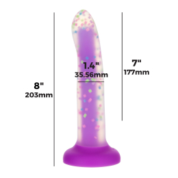 Фалоімітатор, що світиться в темряві, ADDICTION Rave 8?, Glow in the Dark Dildo Purple Confetti, 20,3 см - - фото №4