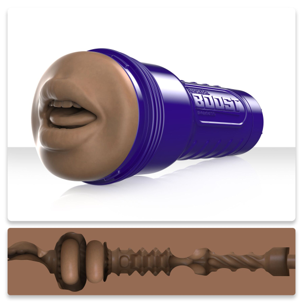 Мастурбатор-ротик Fleshlight Boost Blow Medium Dark Flesh, плаваючі кільця Turbo Tech - фото