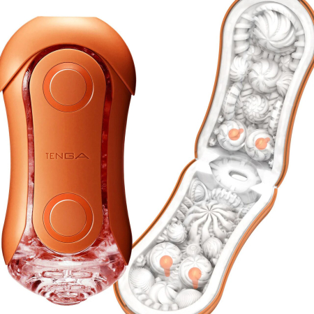 Мастурбатор Tenga Flip Orb — Sunset Orange, з можливістю зміни тиску та стимулювальними кульками всередині - фото №9
