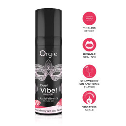 Рідкий вібратор Orgie Dual Vibe! Strawberry Gin & Tonic Kissable Liquid Vibrator, 15 мл - - фото №3