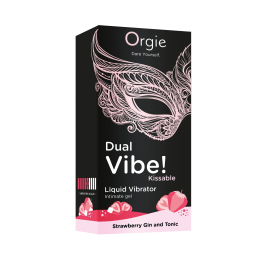 Рідкий вібратор Orgie Dual Vibe! Strawberry Gin & Tonic Kissable Liquid Vibrator, 15 мл - - фото №4