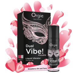 Рідкий вібратор Orgie Dual Vibe! Strawberry Gin & Tonic Kissable Liquid Vibrator, 15 мл - - фото №2