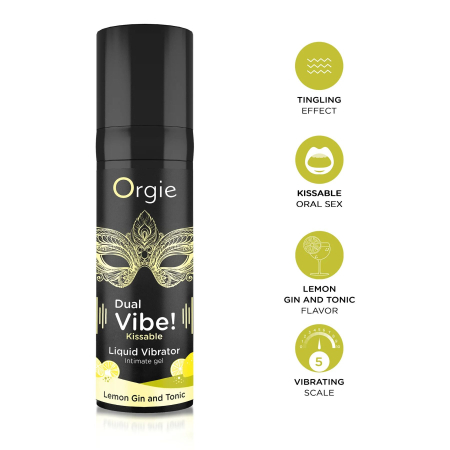 Рідкий вібратор Orgie Dual Vibe! Lemon Gin And Tonic Kissable Liquid Vibrator, 15 мл №3