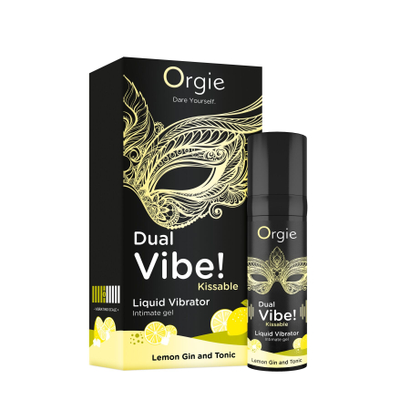 Рідкий вібратор Orgie Dual Vibe! Lemon Gin And Tonic Kissable Liquid Vibrator, 15 мл 