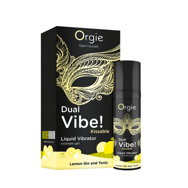 Рідкий вібратор Orgie Dual Vibe! Lemon Gin And Tonic Kissable Liquid Vibrator, 15 мл 