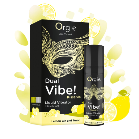 Рідкий вібратор Orgie Dual Vibe! Lemon Gin And Tonic Kissable Liquid Vibrator, 15 мл №2