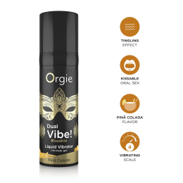 Рідкий вібратор Orgie Dual Vibe! Pina Colada Kissable Liquid Vibrator, 15 мл - - фото №3