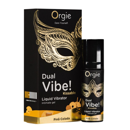 Рідкий вібратор Orgie Dual Vibe! Pina Colada Kissable Liquid Vibrator, 15 мл - фото