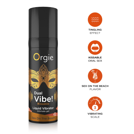 Рідкий вібратор Orgie Dual Vibe! Sex On The Beach Kissable Liquid Vibrator, 15 мл №3