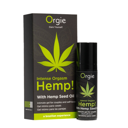 Збуджувальний гель для пар Orgie Hemp! Intense Orgasm, 15 мл, тепло-холод, ефект сильної вібрації - фото