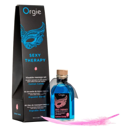 Набір для масажу Orgie – Sexy Therapy Cotton Candy (100 мл), їстівна розігрівальна олія + пір’їнка - фото