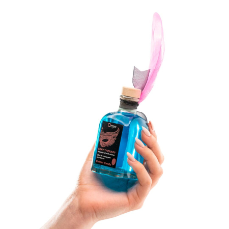 Набір для масажу Orgie – Sexy Therapy Cotton Candy (100 мл), їстівна розігрівальна олія + пір’їнка - фото №2