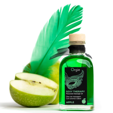 Набір для масажу Orgie – Sexy Therapy Apple (100 мл), їстівна розігрівальна олія + пір’їнка - фото №4