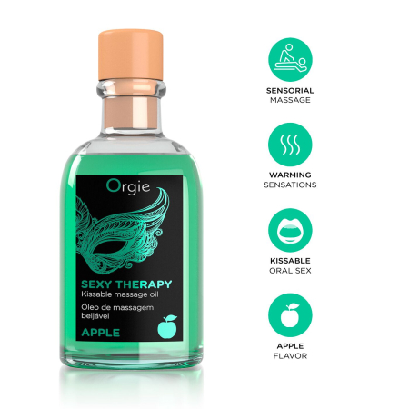 Набір для масажу Orgie – Sexy Therapy Apple (100 мл), їстівна розігрівальна олія + пір’їнка - фото №3