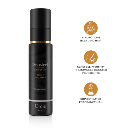 Лосьйон з феромонами для тіла та волосся Orgie – Sensfeel Seduction Elixir 10 in 1 for Man (100 мл) №3