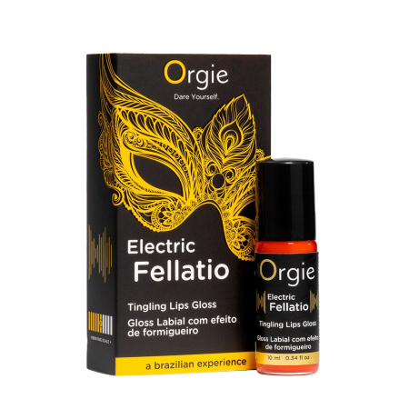 Блиск для губ з ефектом вібрації Orgie Electric Fellatio Lips Gloss, 10 мл, смак фруктового асорті 