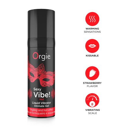 Рідкий вібратор Orgie Sexy Vibe! Hot, 15 мл, зігрівальний, дуже потужний, зі смаком полуниці - фото №3