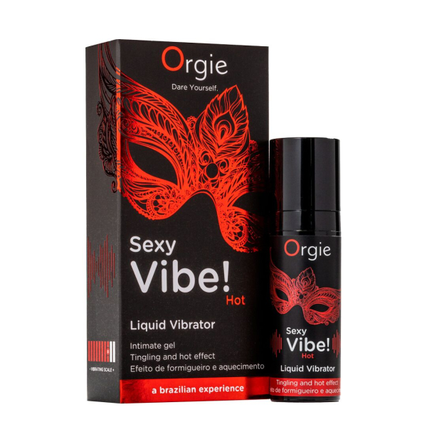 Рідкий вібратор Orgie Sexy Vibe! Hot, 15 мл, зігрівальний, дуже потужний, зі смаком полуниці - фото