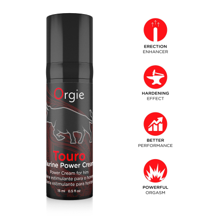 Крем для посилення ерекції Orgie Touro Power Cream, 15 мл, з таурином, гінкго та коренем женьшеню №3
