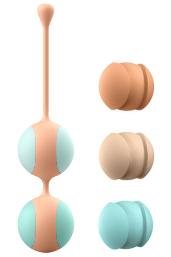 Вагінальні кульки Liebe Kewos — Peach/Mint, 5 кульок у комплекті, 15, 25, 35, 45 та 55 г №4