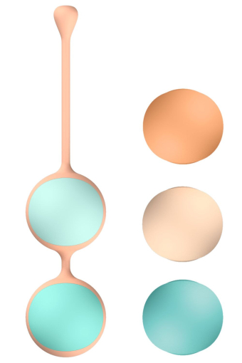 Вагінальні кульки Liebe Kewos — Peach/Mint, 5 кульок у комплекті, 15, 25, 35, 45 та 55 г №3