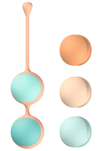 Вагінальні кульки Liebe Kewos — Peach/Mint, 5 кульок у комплекті, 15, 25, 35, 45 та 55 г №2