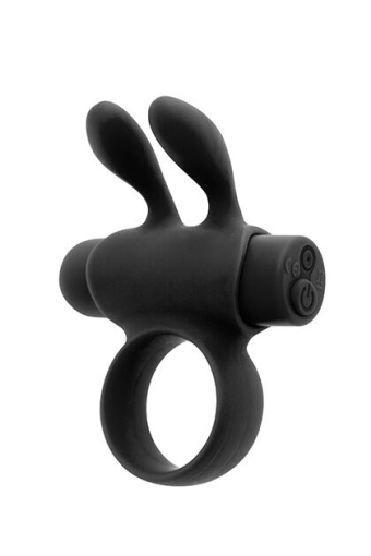 Ерекційне віброкільце S Pleasures Premium Rabbit Ring, чорне, зі знімною віброкулею та вушками - фото