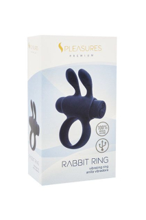 Ерекційне віброкільце S Pleasures Premium Rabbit Ring, чорне, зі знімною віброкулею та вушками - - фото №2