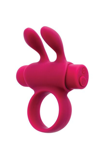 Ерекційне віброкільце S Pleasures Premium Rabbit Ring, рожеве, зі знімною віброкулею та вушками - фото