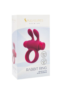 Ерекційне віброкільце S Pleasures Premium Rabbit Ring, рожеве, зі знімною віброкулею та вушками - - фото №2
