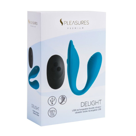 Подвійний вібратор S Pleasures Premium Delight, бірюзовий, для клітора та точки G, 10 режимів - фото №5