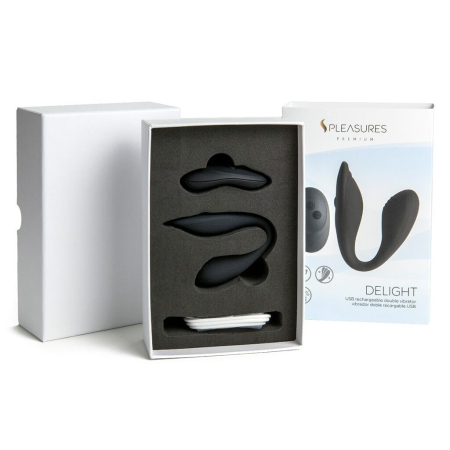 Подвійний вібратор S Pleasures Premium Delight, чорний, для клітора та точки G, 10 режимів - фото №3