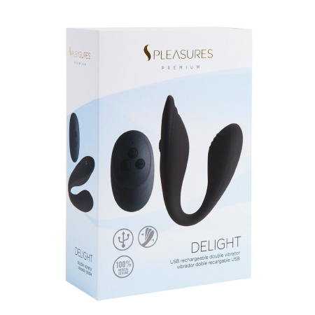 Подвійний вібратор S Pleasures Premium Delight, чорний, для клітора та точки G, 10 режимів - фото №5