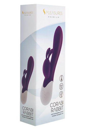 Вібратор-кролик S Pleasures Premium Corabi Rabbit, фіолетовий, вушка для клітора, 16 режимів, нагрів - фото №3