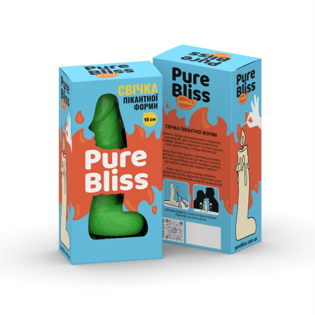 Свічка у вигляді члена Pure Bliss MINI Green 15 см - фото №7