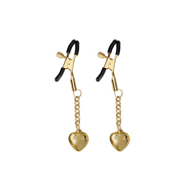 Затискачі для сосків Liebe Seele Solid Heart Nipple Clamps Gold - фото