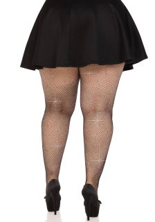 Колготки Leg Avenue Rhinestone micro net tights Plus size Black, дрібна сітка, стрази - - фото №4